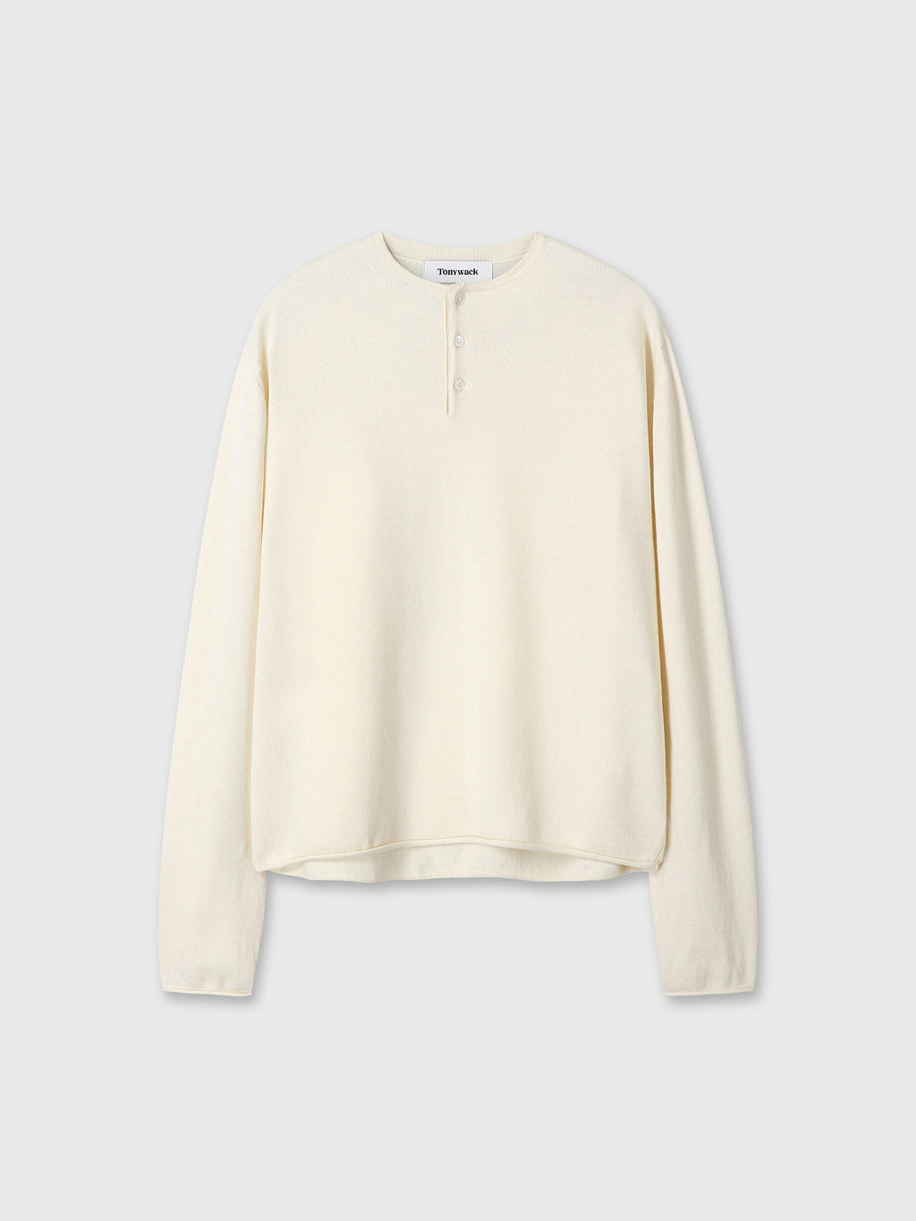 Tonywack - Extra Fine Wool Raw Hem Henley Neck Knit (Ecru) product image 10 | TRAB K-Fashion Australia