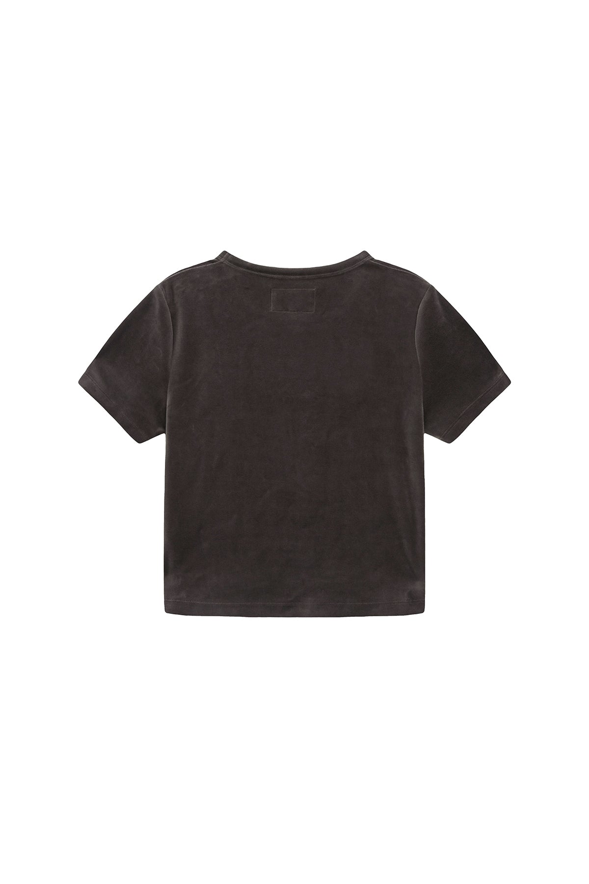 Matin Kim - Logo Emboss Velvet Crop Top (Khaki) product image 2 | TRAB K-Fashion Australia