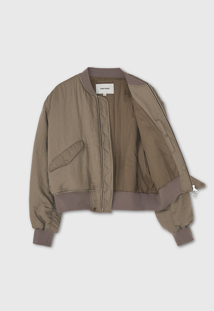 Tonywack - Silk Blend Brushed Bomber Jacket (Pale Olive) product image 10 | TRAB K-Fashion Australia