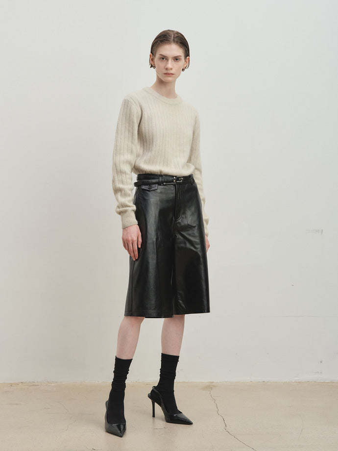 Tonywack - Superfine Merino Wool Tube Scarf Attaced Ribbed Sweater (Ecru) product image 9 | TRAB K-Fashion Australia