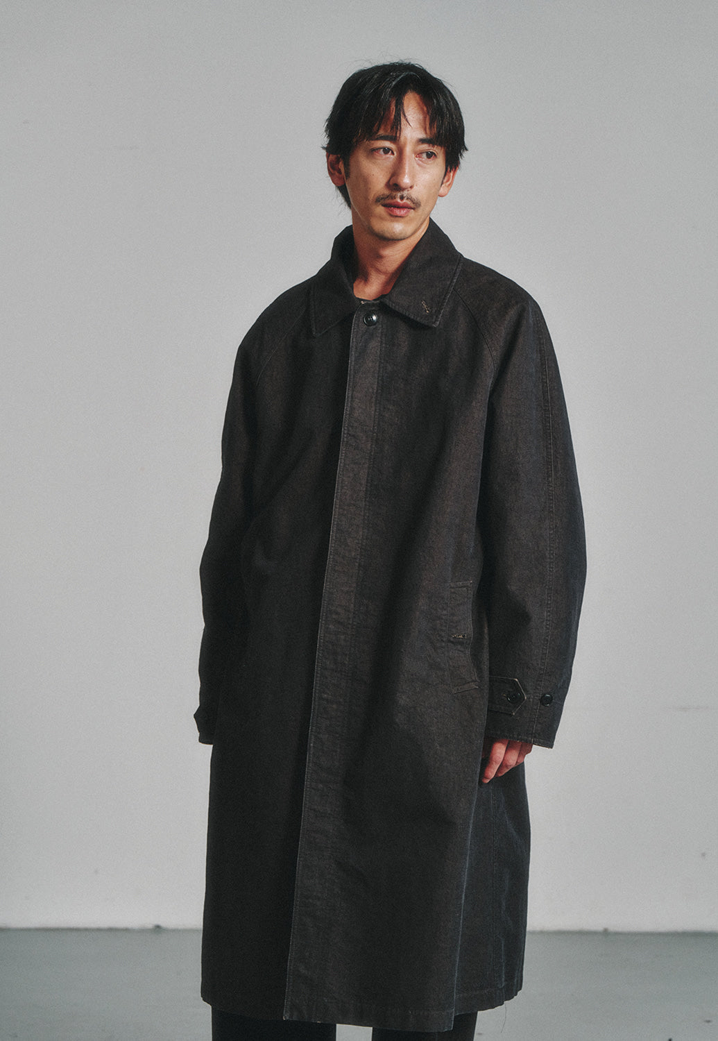 Art if acts - Garment Washed Bal Collar Coat (Moss Black) product image 5 | TRAB K-Fashion Australia