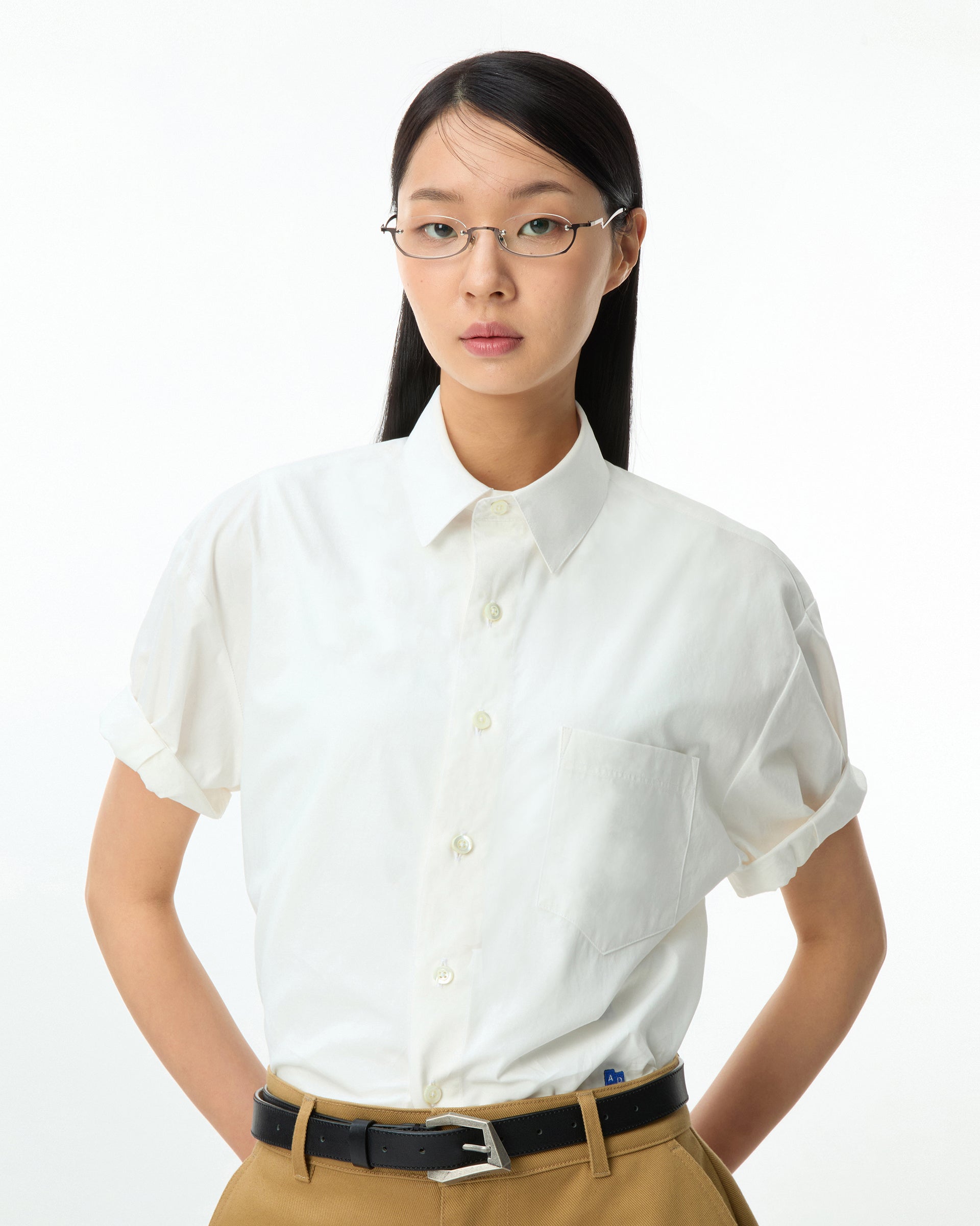 Ader Error - Sig; BL Tag half sleeve shirts 01 (White) product image 2 | TRAB K-Fashion Australia