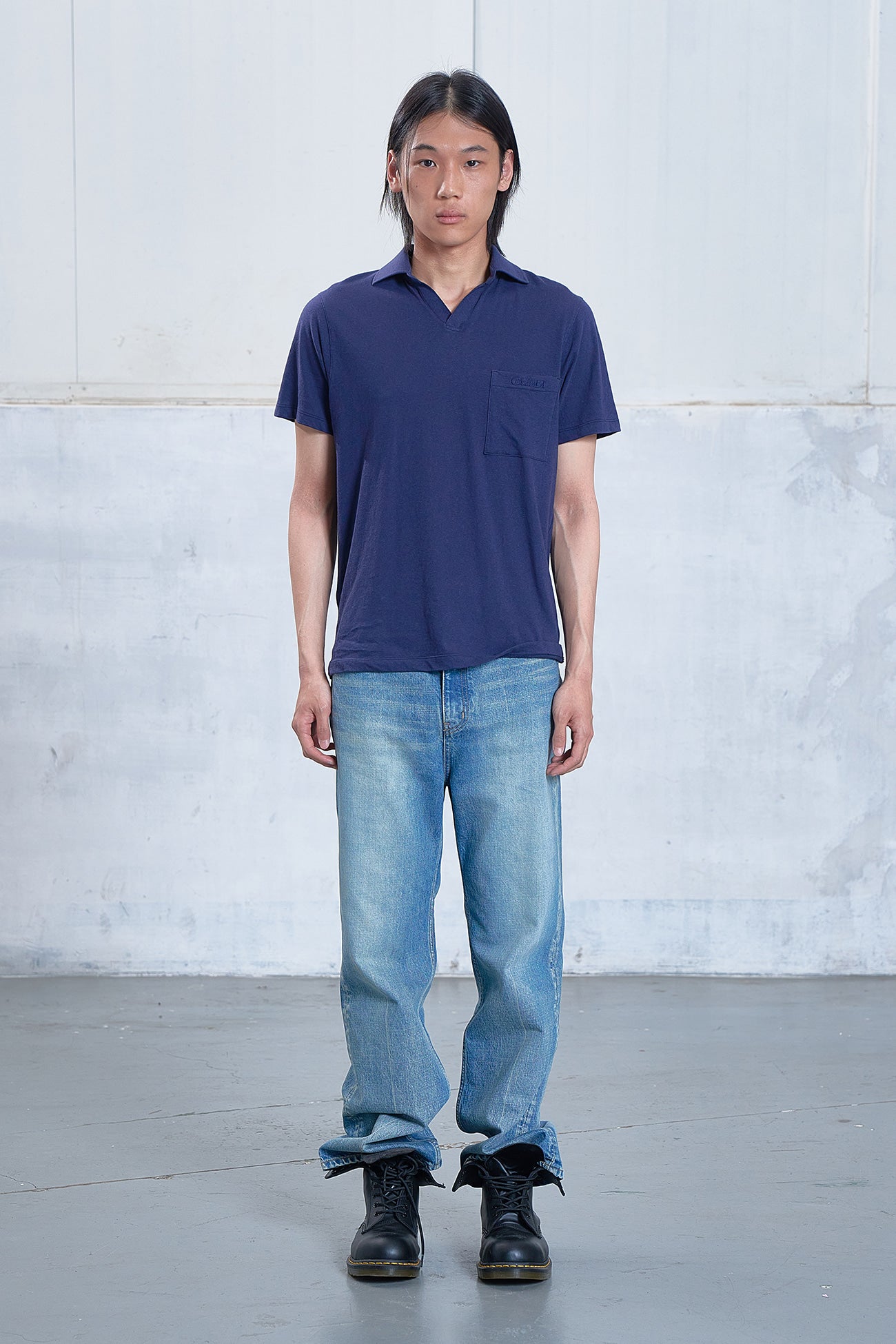 Deinet - Vintage Collar T-Shirt (Navy) product image 1 | TRAB K-Fashion Australia