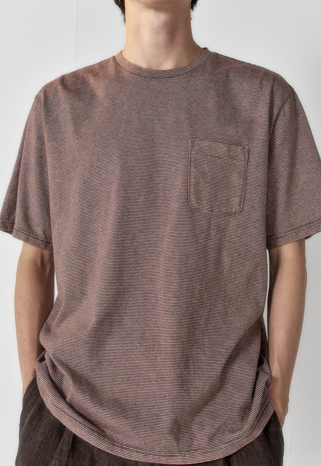 Art if acts - Washed Stripe Pocket S/S Tee (Brown/Grey) product image 5 | TRAB K-Fashion Australia