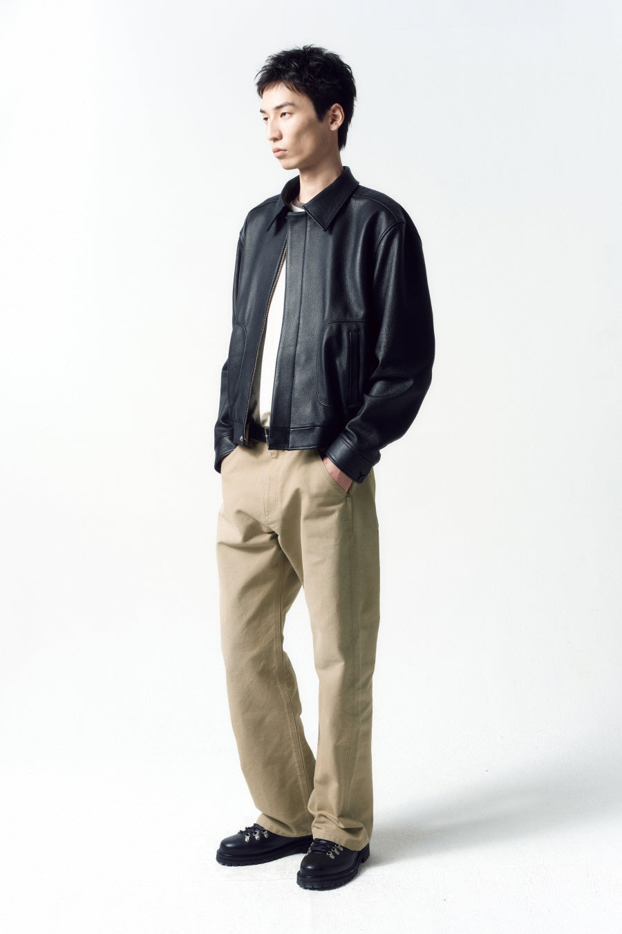 Insilence - Goat Skin Piping Leather Jacket (Black) product image 3 | TRAB K-Fashion Australia