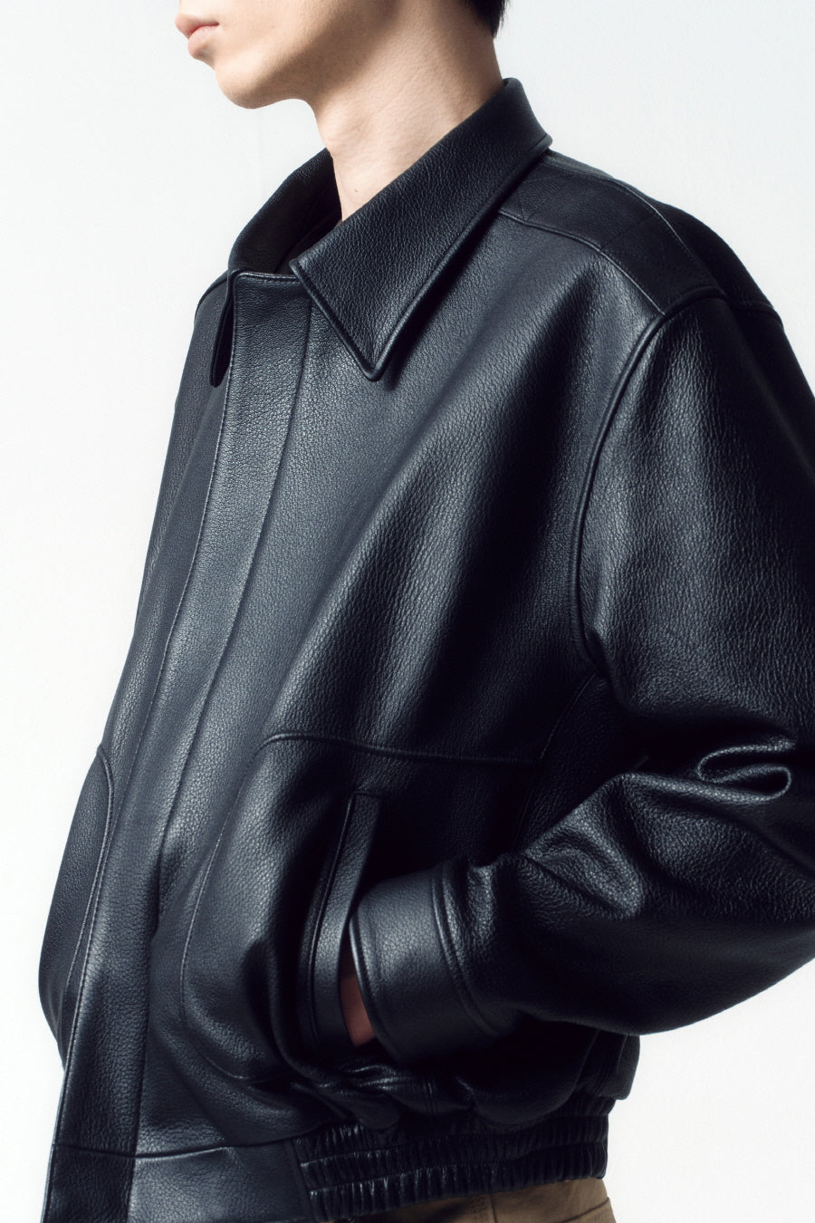 Insilence - Goat Skin Piping Leather Jacket (Black) product image 6 | TRAB K-Fashion Australia