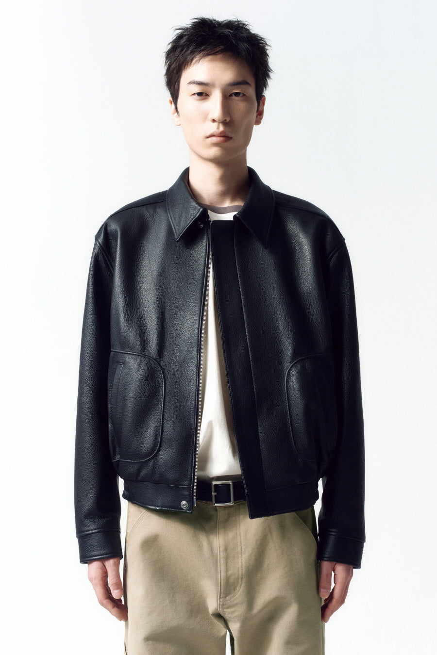 Insilence - Goat Skin Piping Leather Jacket (Black) product image 2 | TRAB K-Fashion Australia