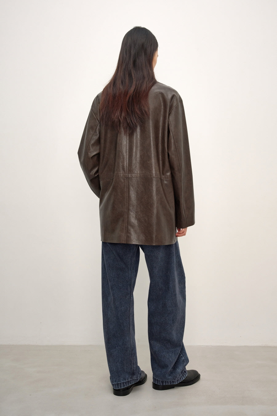 Insilence - Faux Leather Car Coat (Brown) product image 6 | TRAB K-Fashion Australia