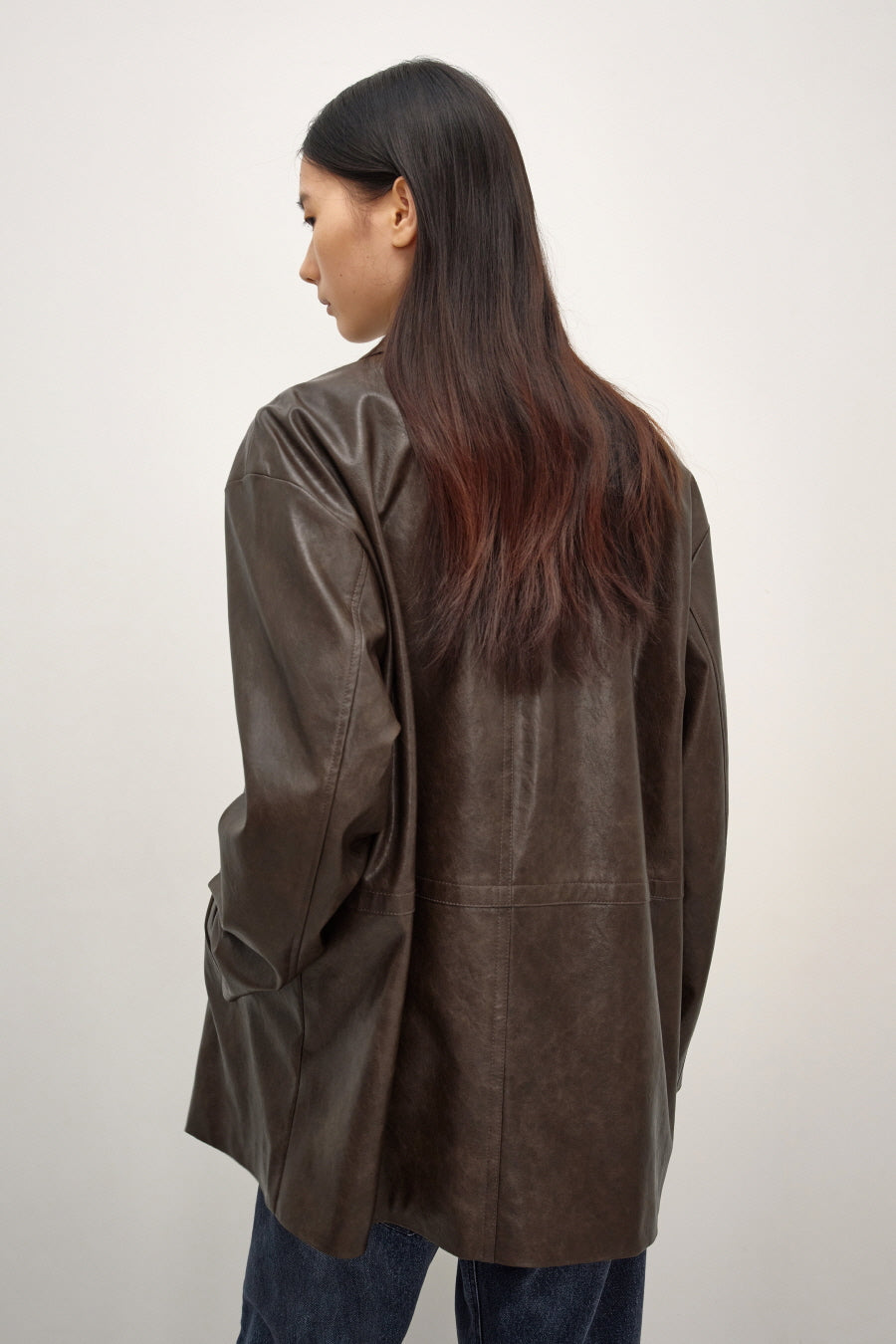Insilence - Faux Leather Car Coat (Brown) product image 5 | TRAB K-Fashion Australia