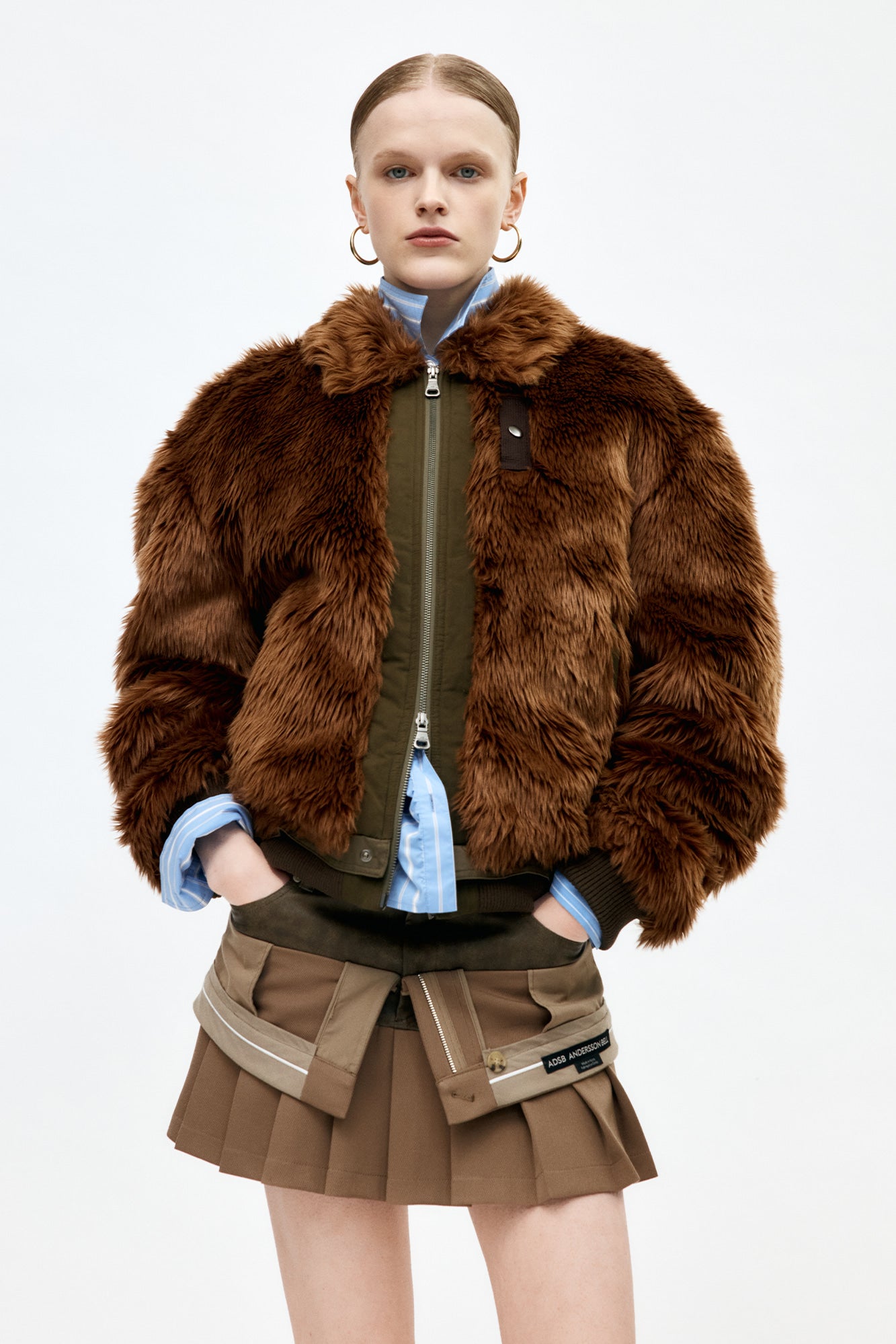 Andersson Bell - Unisex Flight Fur Bomber Jacket (Brown) product image 9 | TRAB K-Fashion Australia