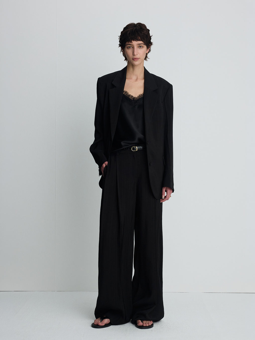 Tonywack - Airy Wide Leg Pleated Trousers (Black) product image 6 | TRAB K-Fashion Australia