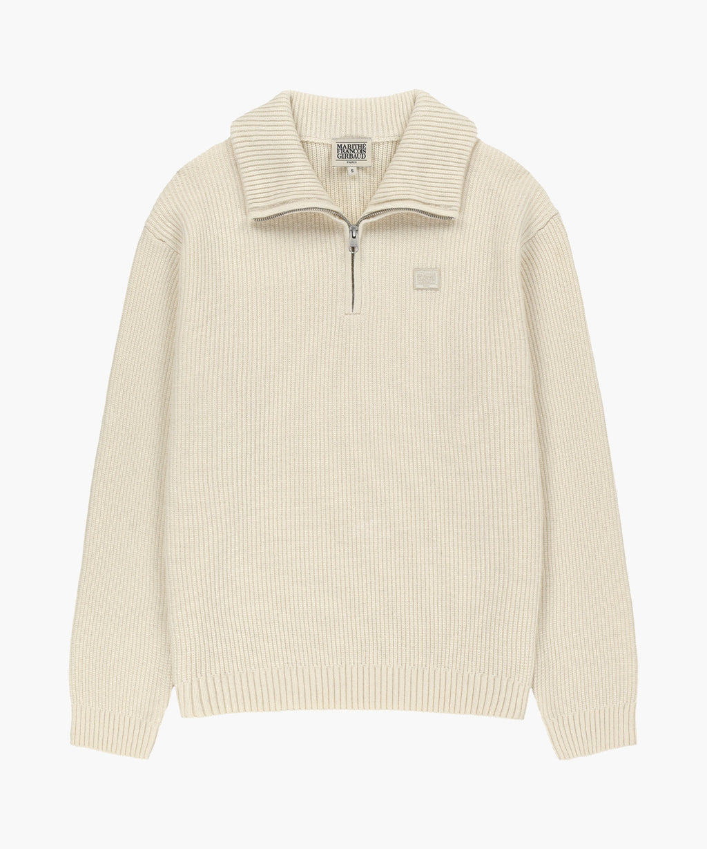 Marithe & Francois Girbaud - Small Classic Logo Oversized Half Zip-up Knit (Ivory) product image 6 | TRAB K-Fashion Australia