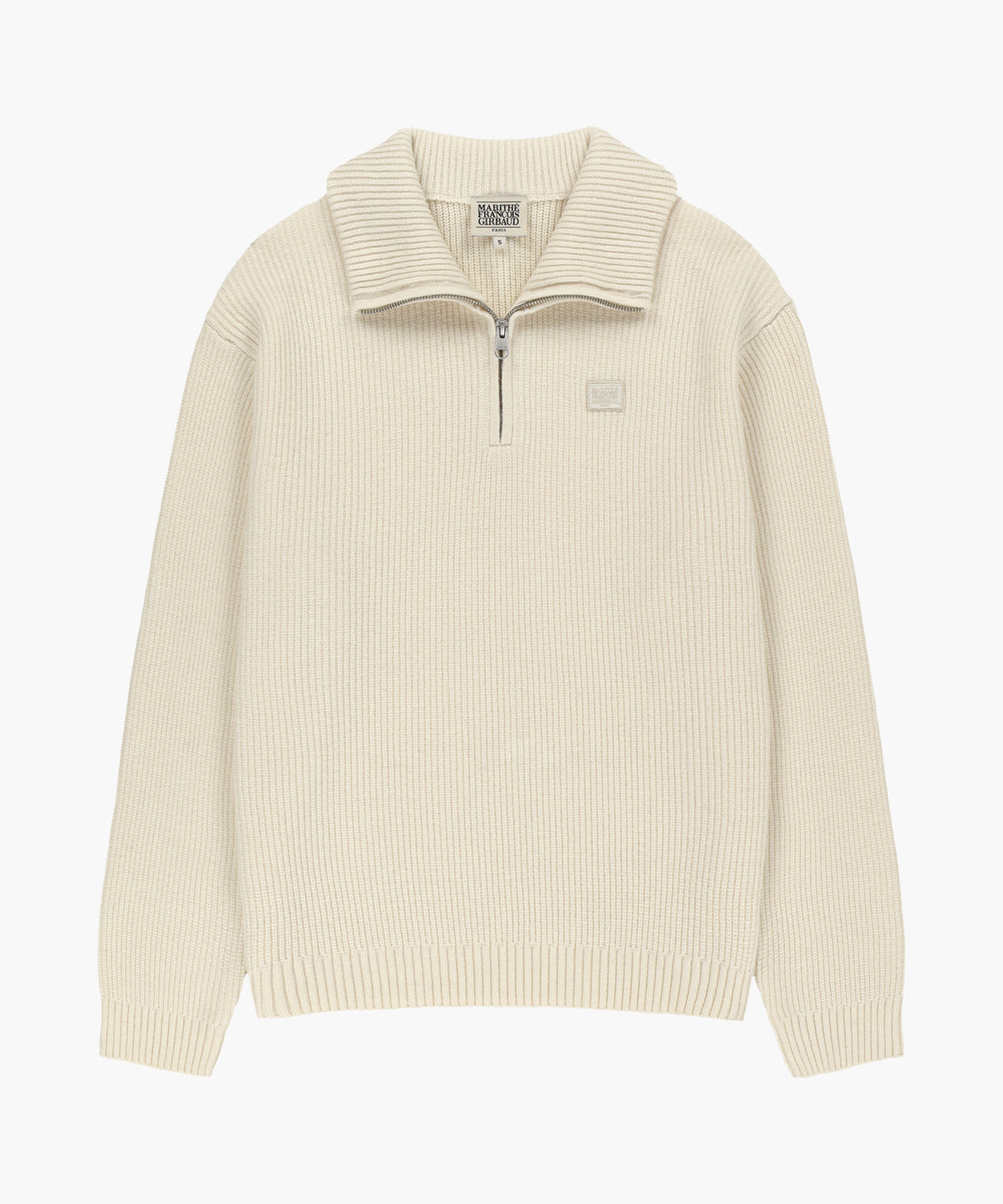 Marithe & Francois Girbaud - Small Classic Logo Oversized Half Zip-up Knit (Ivory) product image 6 | TRAB K-Fashion Australia
