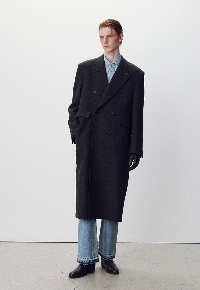 Tonywack - Herringbone Wool Double-Breasted Coat (Dark Herringbone) product image 4 | TRAB K-Fashion Australia