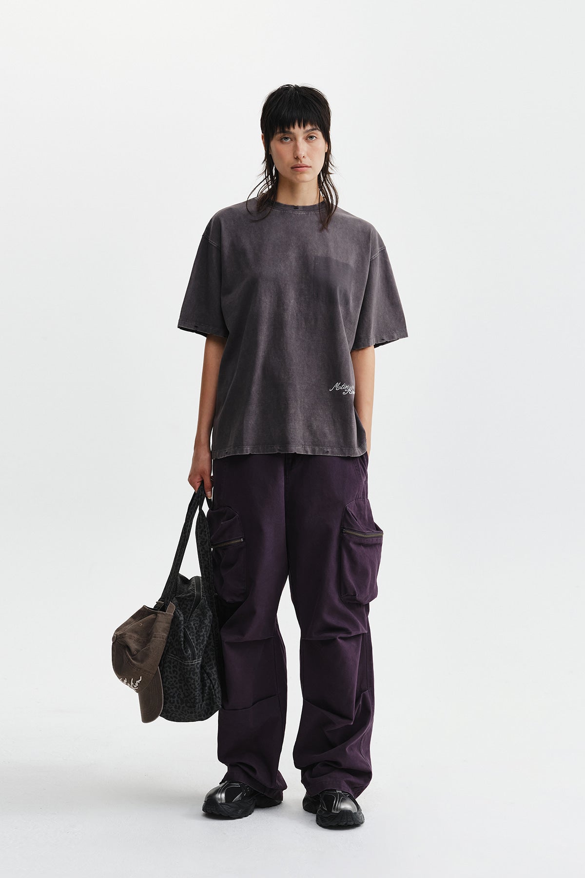 Matin Kim - Vintage Washed Calligraphy Back Logo Top (Charcoal) product image 11 | TRAB K-Fashion Australia