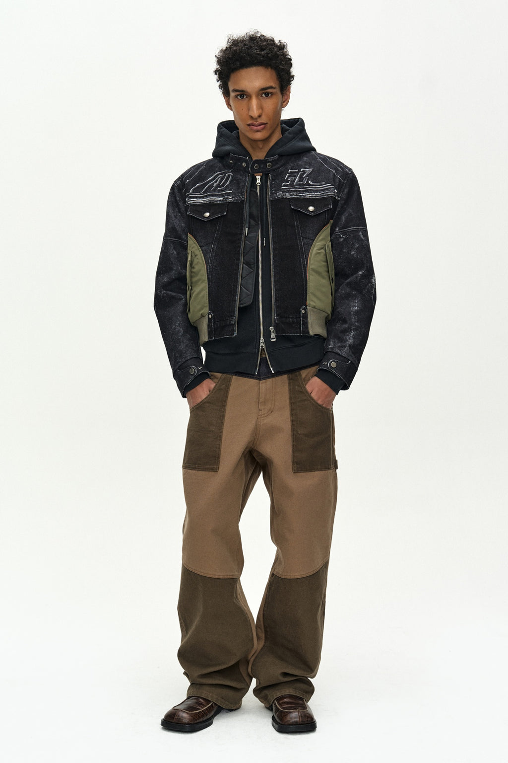 Andersson Bell - Nylon Patch Racing Denim Combo Jacket (Black) product image 12 | TRAB K-Fashion Australia