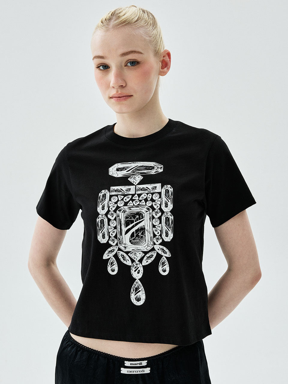 Mardi Mercredi - Slim Tshirt Bijou (Black White) product image 1 | TRAB K-Fashion Australia