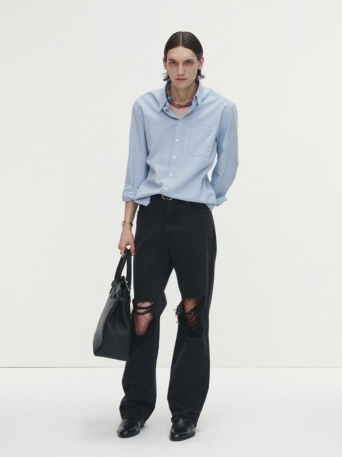 Tonywack - Cotton Lyocell Distressed Oxford Shirt (Sky Blue) product image 6 | TRAB K-Fashion Australia