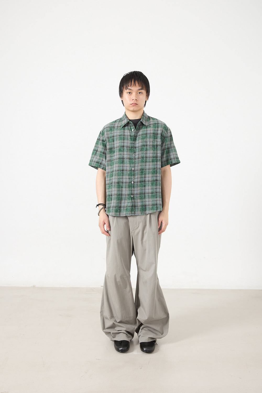 Hatchingroom - Arrow Shirt Over Dyed Bleached Check (Green) product image 8 | TRAB K-Fashion Australia