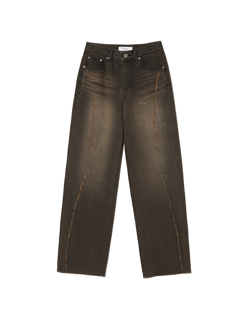 Kijun - Scratched Wide Jeans (Charcoal Brown) product image 7 | TRAB K-Fashion Australia