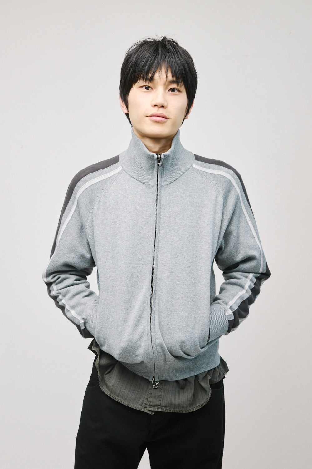 Hatchingroom - Track Zip Knit Cardigan (Grey) product image 7 | TRAB K-Fashion Australia