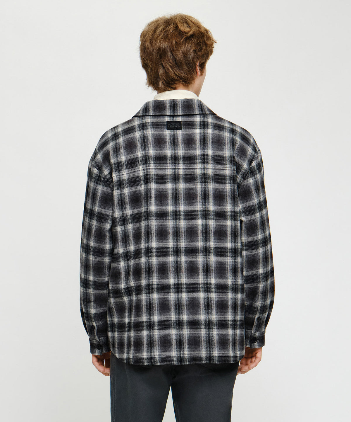 Marithe & Francois Girbaud - Micro Classic Logo Flannel Check Shirt Padded Jacket (Black) product image 2 | TRAB K-Fashion Australia