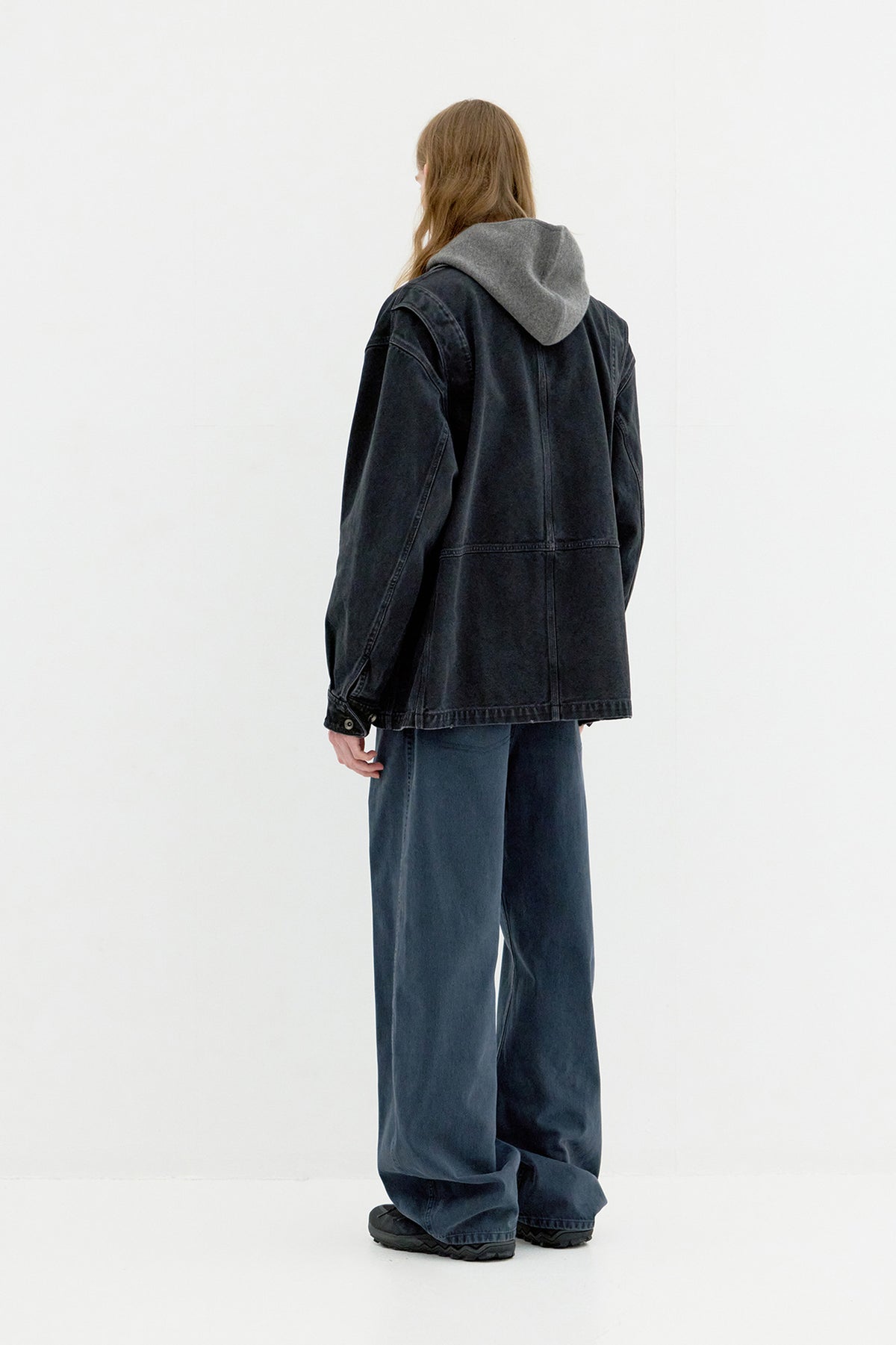 Coor - Moleskin High Waist Curve Pants (Grayish Blue) product image 4 | TRAB K-Fashion Australia