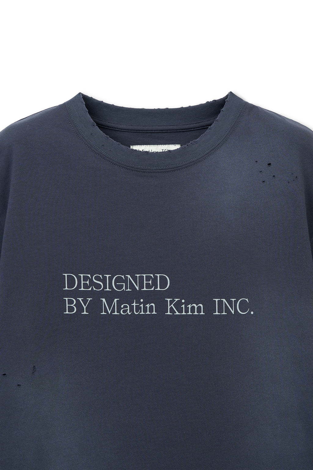 Matin Kim - Spray Washed Lettering Damaged Top (Navy) product image 3 | TRAB K-Fashion Australia