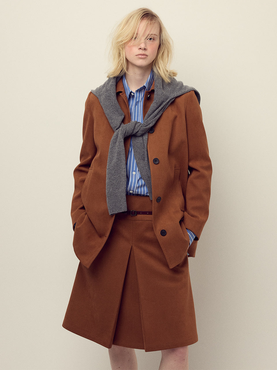 Mardi Mercredi - Suede A Line Jacket (Camel) product image 1 | TRAB K-Fashion Australia