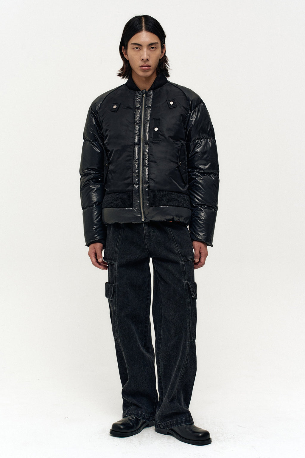 Andersson Bell - Unisex Bomber Layered Down Jacket (Black) product image 11 | TRAB K-Fashion Australia