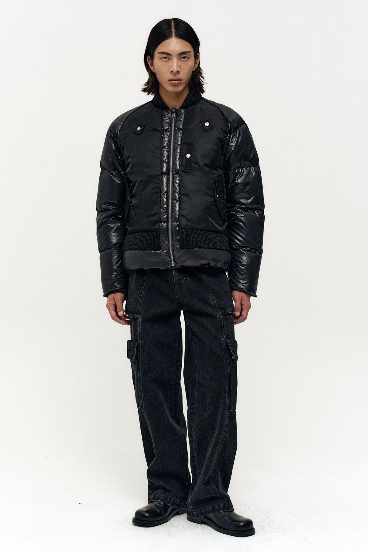 Andersson Bell - Unisex Bomber Layered Down Jacket (Black) product image 11 | TRAB K-Fashion Australia