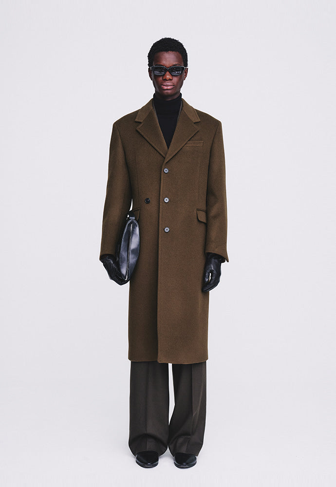 Tonywack - Cashmere Single-Breasted Tailored Wrap Coat (Wood Brown) product image 1 | TRAB K-Fashion Australia