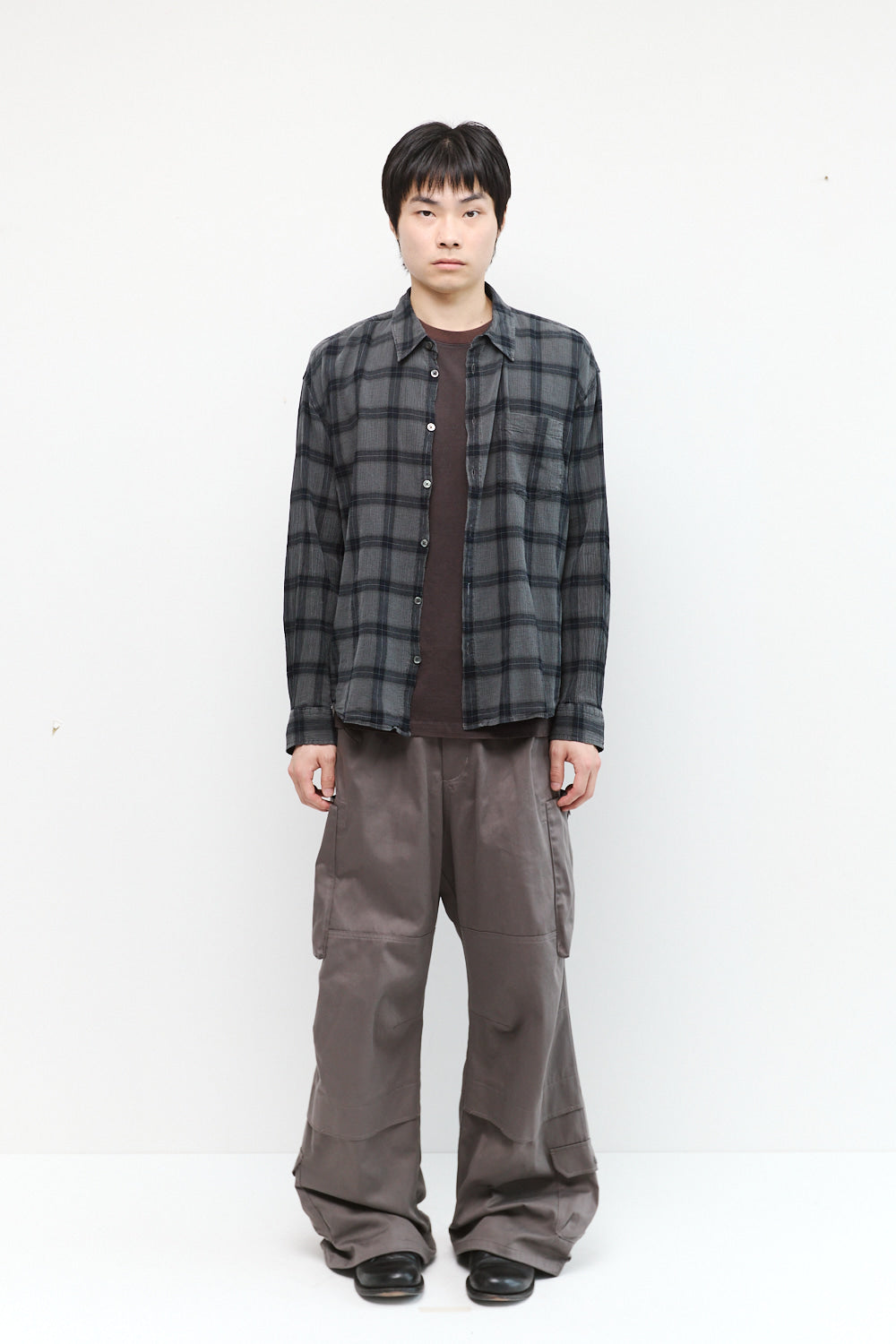 Hatchingroom - Classic Shirt Over Dyed Check (Charcoal) product image 3 | TRAB K-Fashion Australia