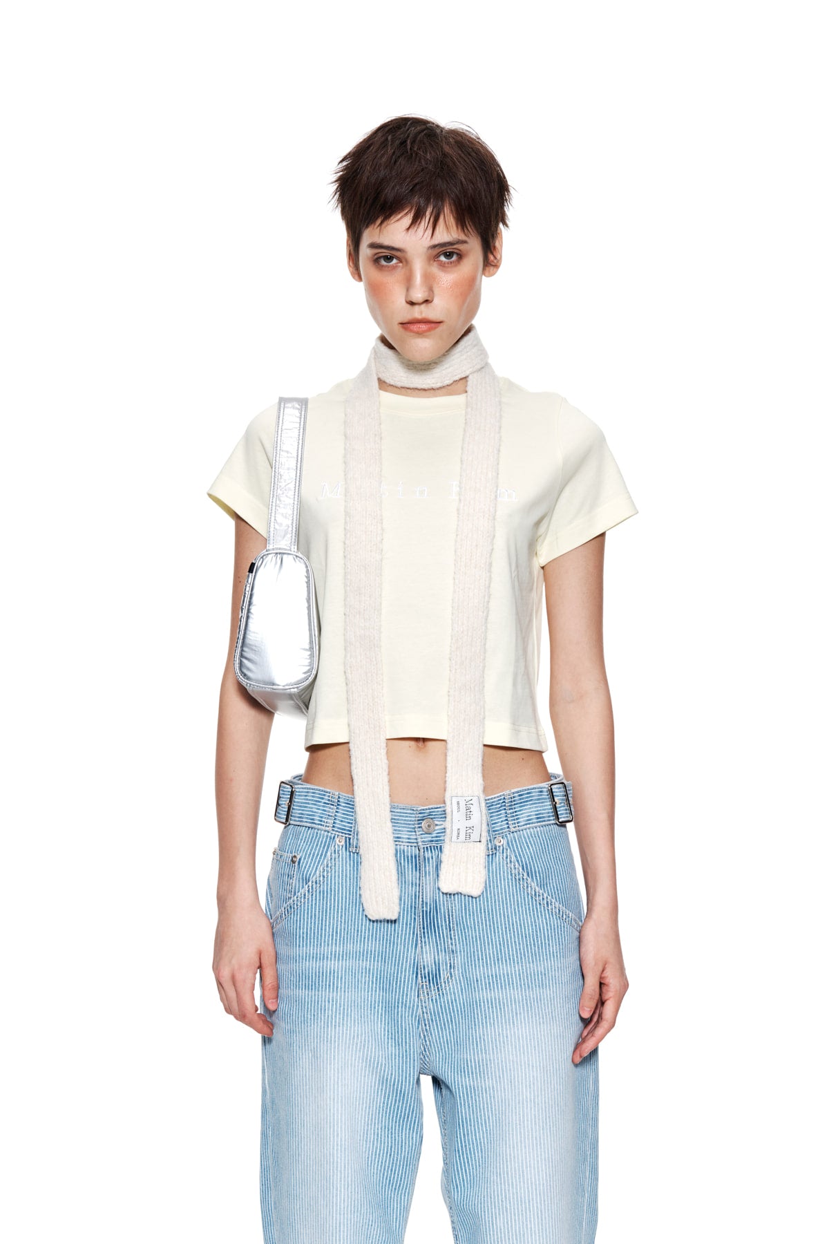 Matin Kim - Matin Embroidery Logo Crop Top (Light Yellow) product image 10 | TRAB K-Fashion Australia
