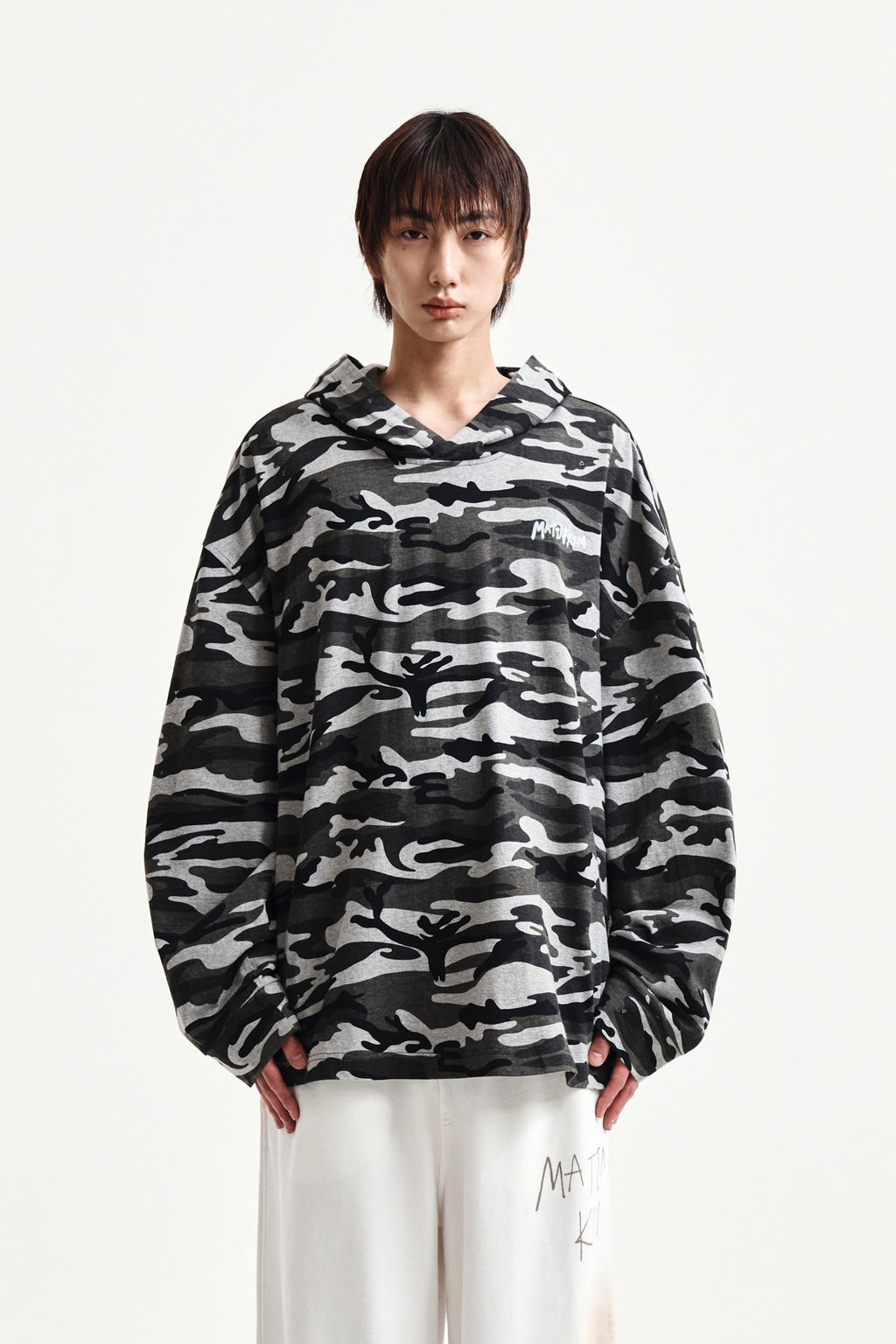 Matin Kim - Typo Artwork Camouflage Hoody (Khaki) product image 11 | TRAB K-Fashion Australia
