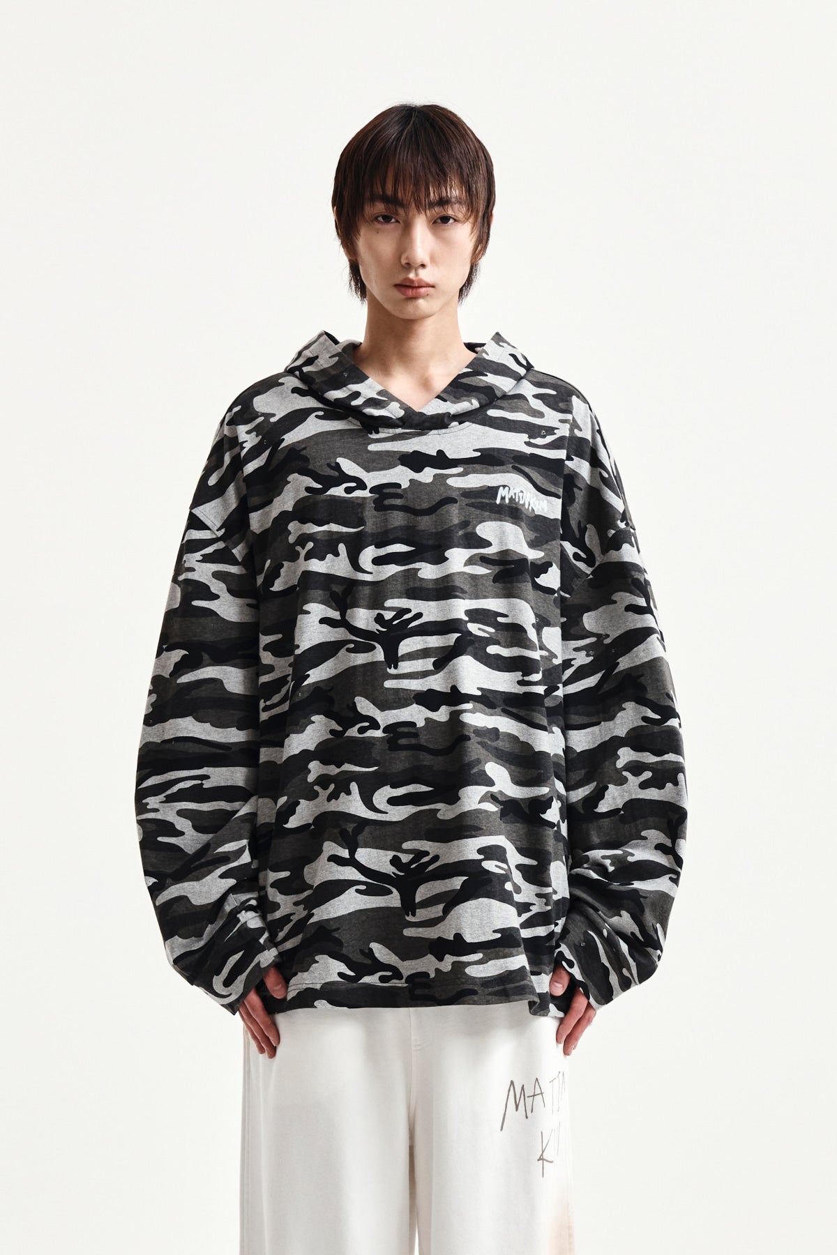 Matin Kim - Typo Artwork Camouflage Hoody (Khaki) product image 11 | TRAB K-Fashion Australia