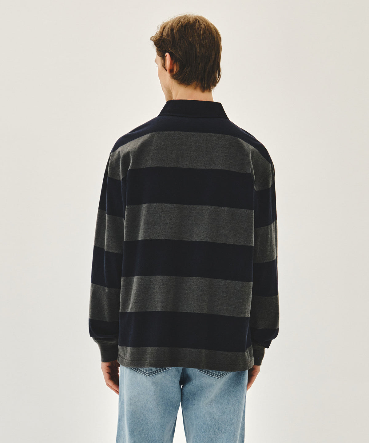 Marithe & Francois Girbaud - Washed Denim Collar Long Sleeve Tee (Charcoal) product image 3 | TRAB K-Fashion Australia