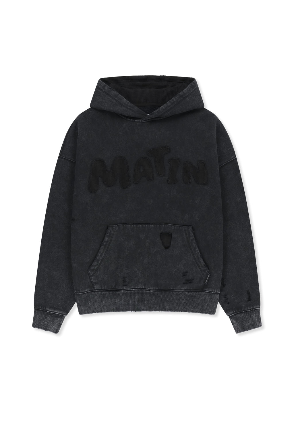 Matin Kim - Waffle Applique Logo Hood Top (Charcoal) product image 1 | TRAB K-Fashion Australia