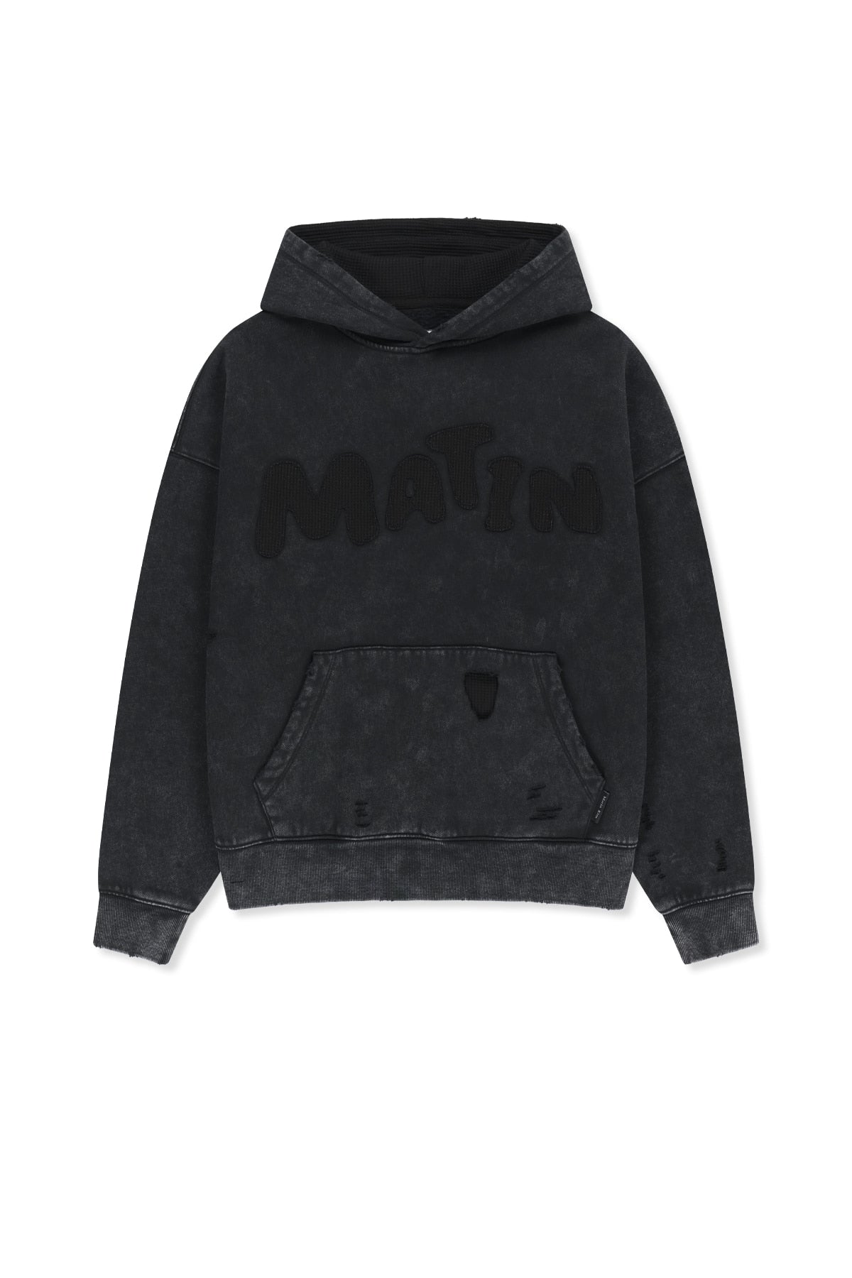 Matin Kim - Waffle Applique Logo Hood Top (Charcoal) product image 1 | TRAB K-Fashion Australia