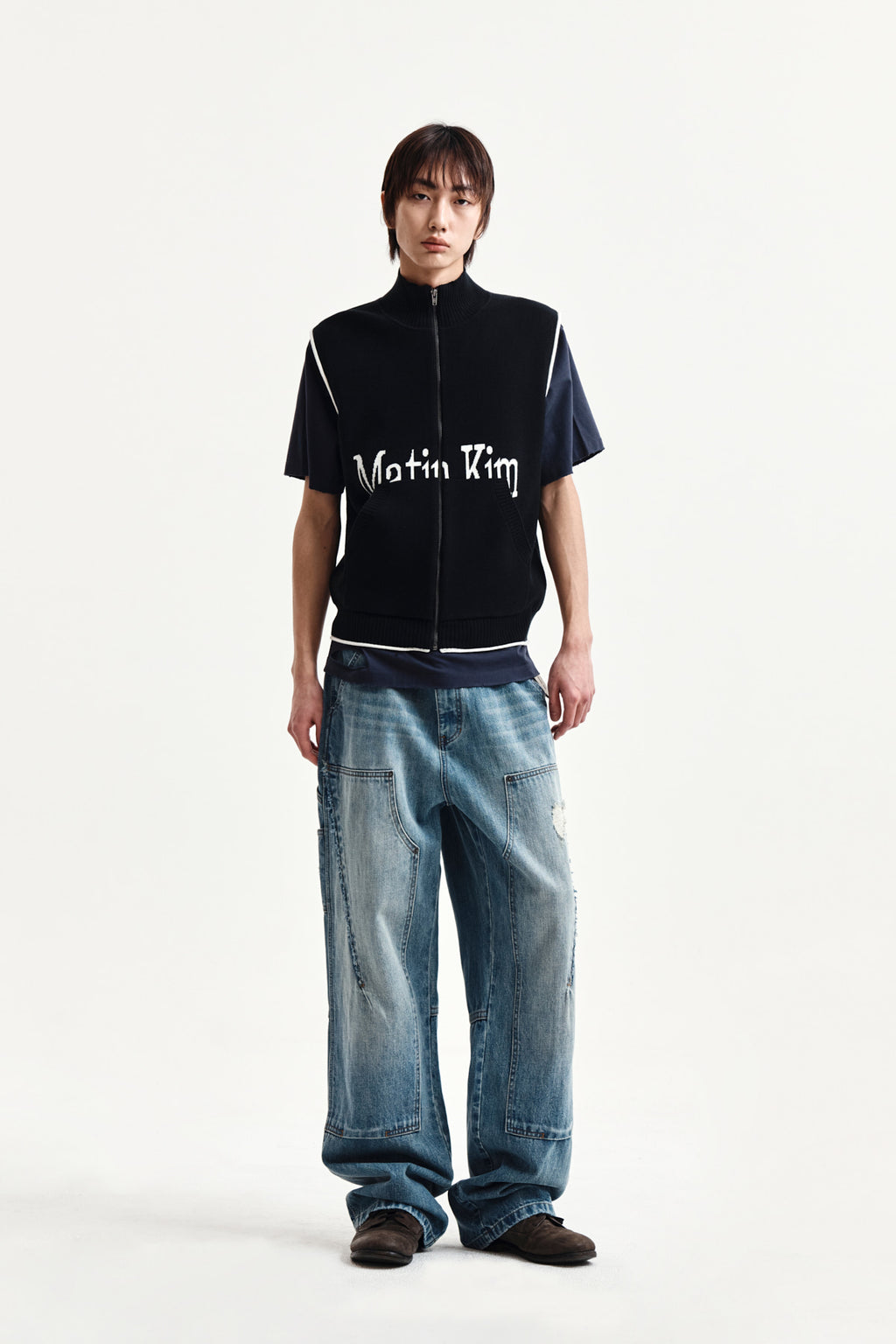 Matin Kim - Matin Kim Spell Point Knit Zip Up Vest (Black) product image 13 | TRAB K-Fashion Australia