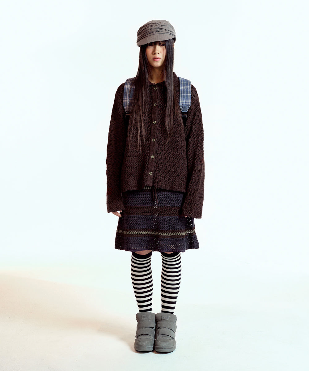Coyseio - Stripe Layered Knit Skirt (Brown) product image 8 | TRAB K-Fashion Australia