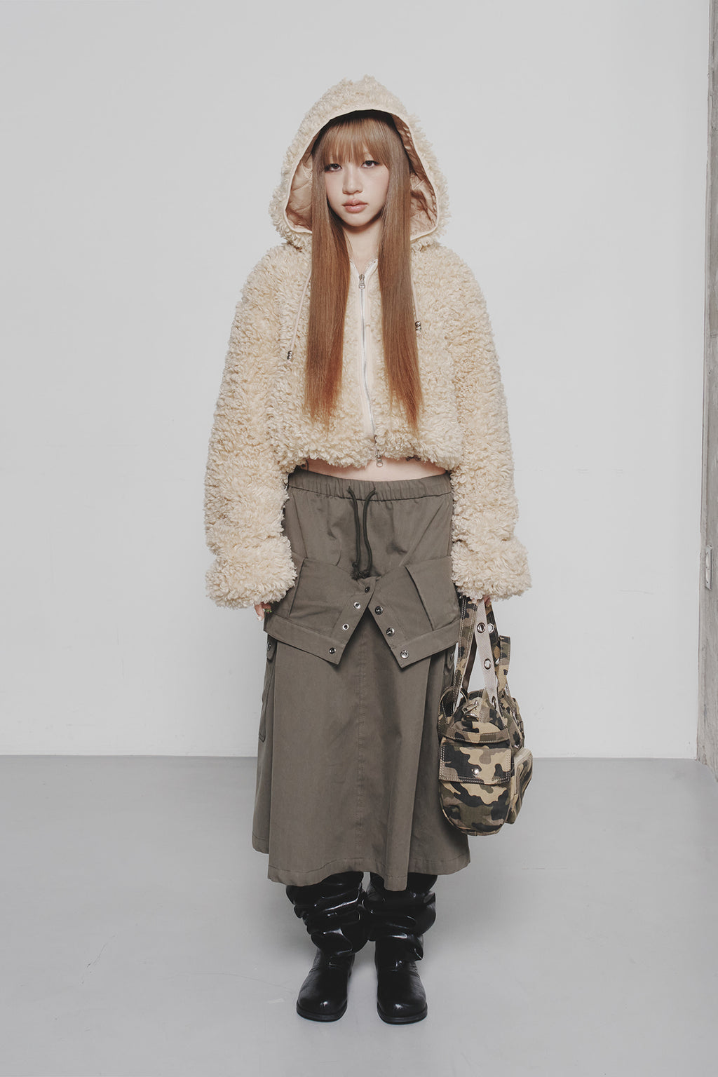Deinet - Faux Fur Hood Jacket (Beige) product image 4 | TRAB K-Fashion Australia