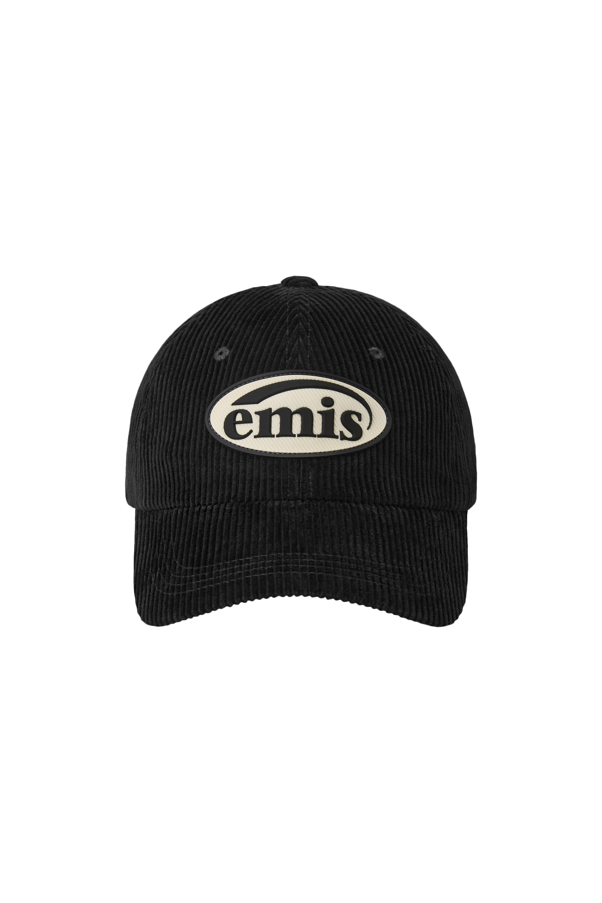Emis - Rubber Patch Corduroy Ball Cap (Black) product image 1 | TRAB K-Fashion Australia