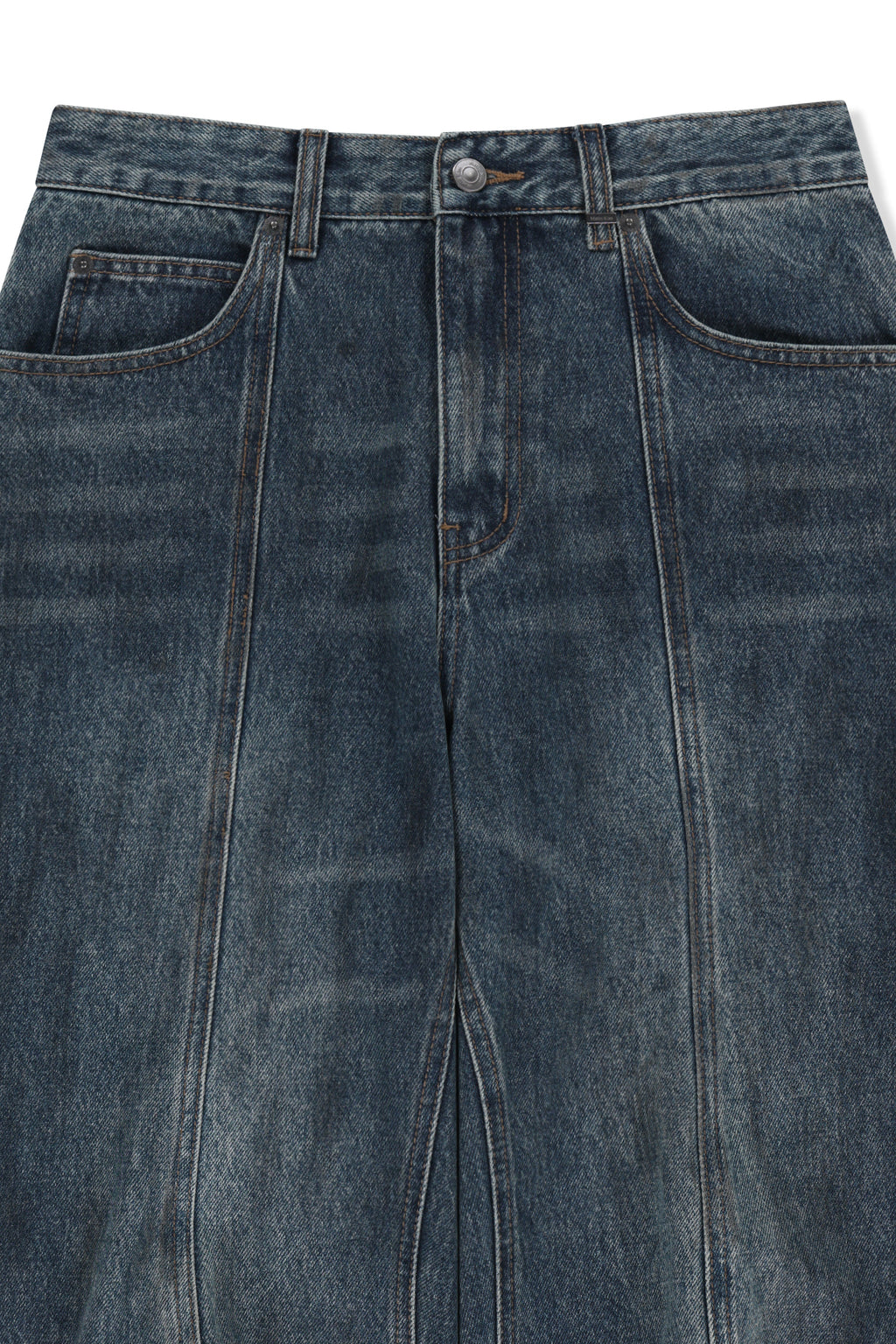 Matin Kim - Curved Seam Straight Denim Pants (Blue) product image 4 | TRAB K-Fashion Australia