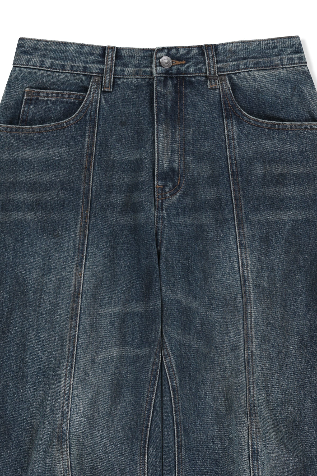 Matin Kim - Curved Seam Straight Denim Pants (Blue) product image 4 | TRAB K-Fashion Australia