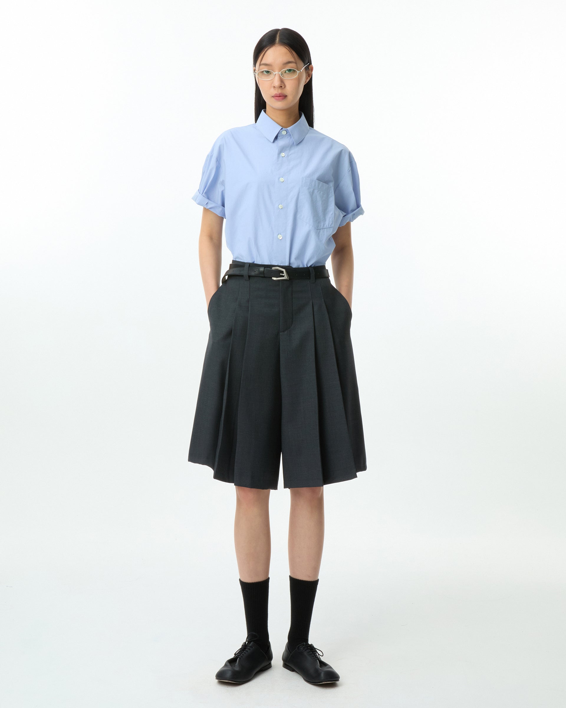 Ader Error - Sig; BL Tag half sleeve shirts 01 (Sky blue) product image 1 | TRAB K-Fashion Australia