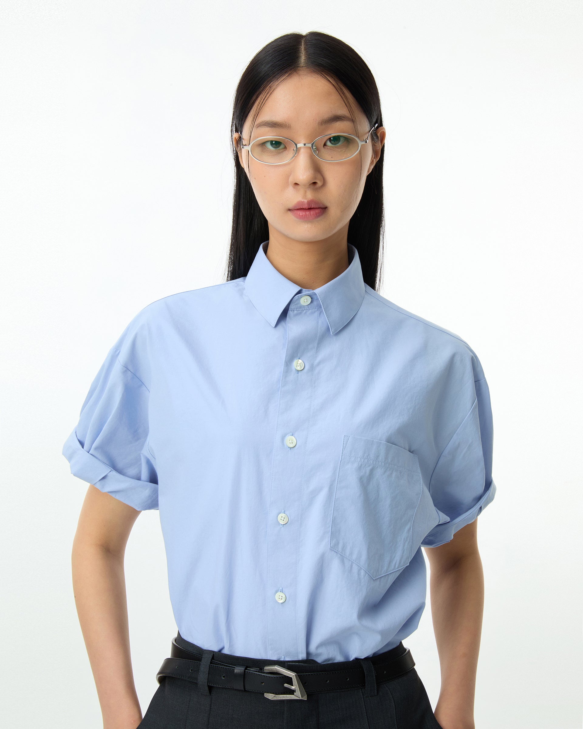 Ader Error - Sig; BL Tag half sleeve shirts 01 (Sky blue) product image 2 | TRAB K-Fashion Australia