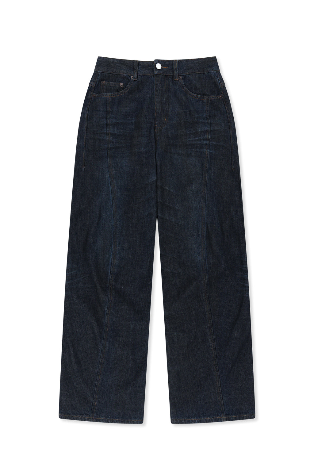 Matin Kim - Twisted Volume Coated Denim Pants (Dark Navy) product image 13 | TRAB K-Fashion Australia