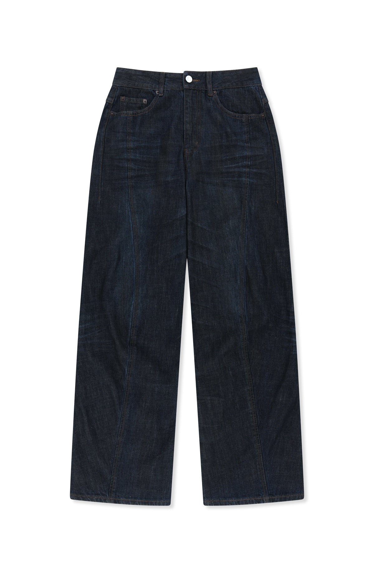 Matin Kim - Twisted Volume Coated Denim Pants (Dark Navy) product image 13 | TRAB K-Fashion Australia