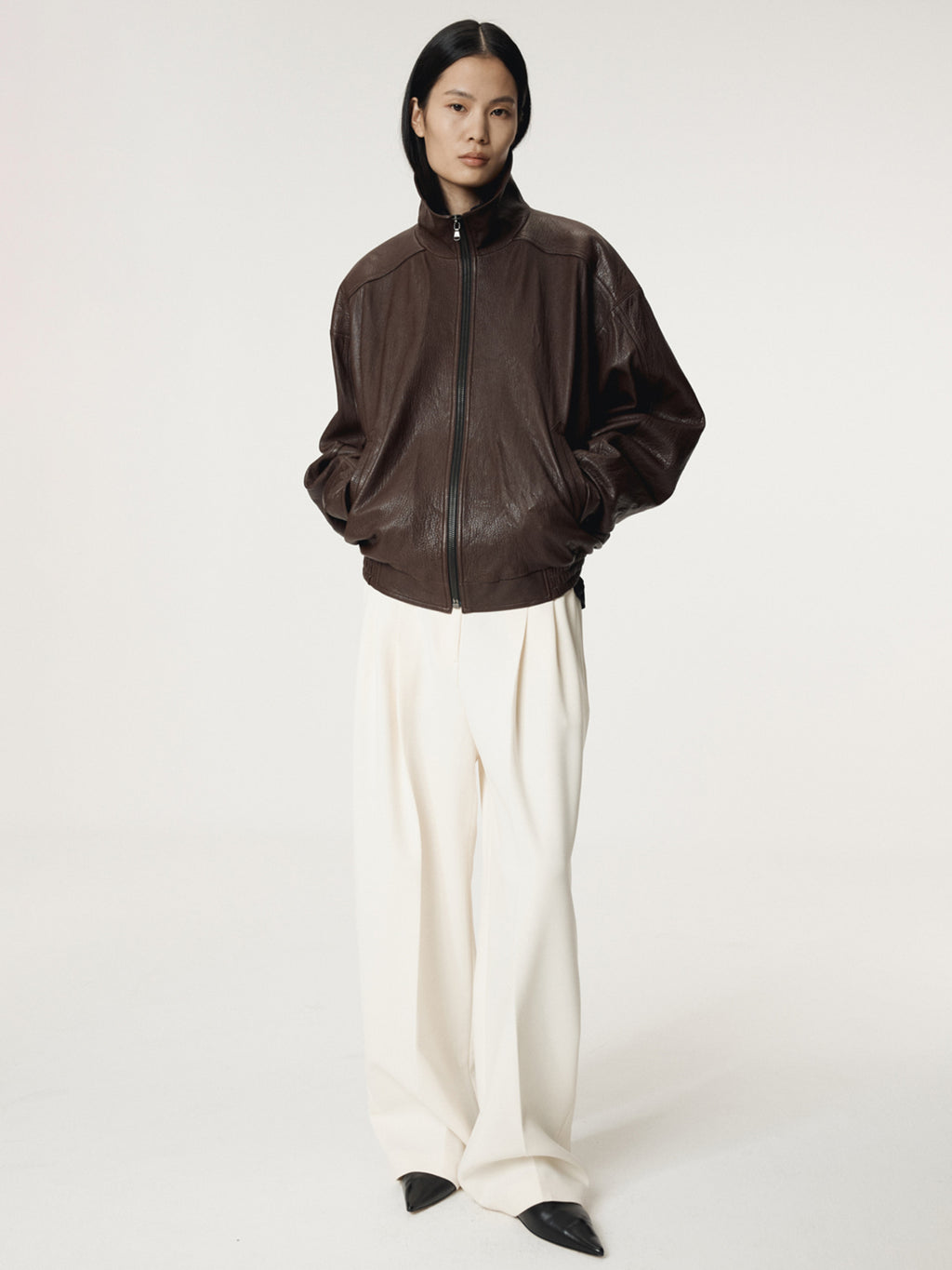 Recto - High-Neck Leather Jumper (Brown) product image 2 | TRAB K-Fashion Australia